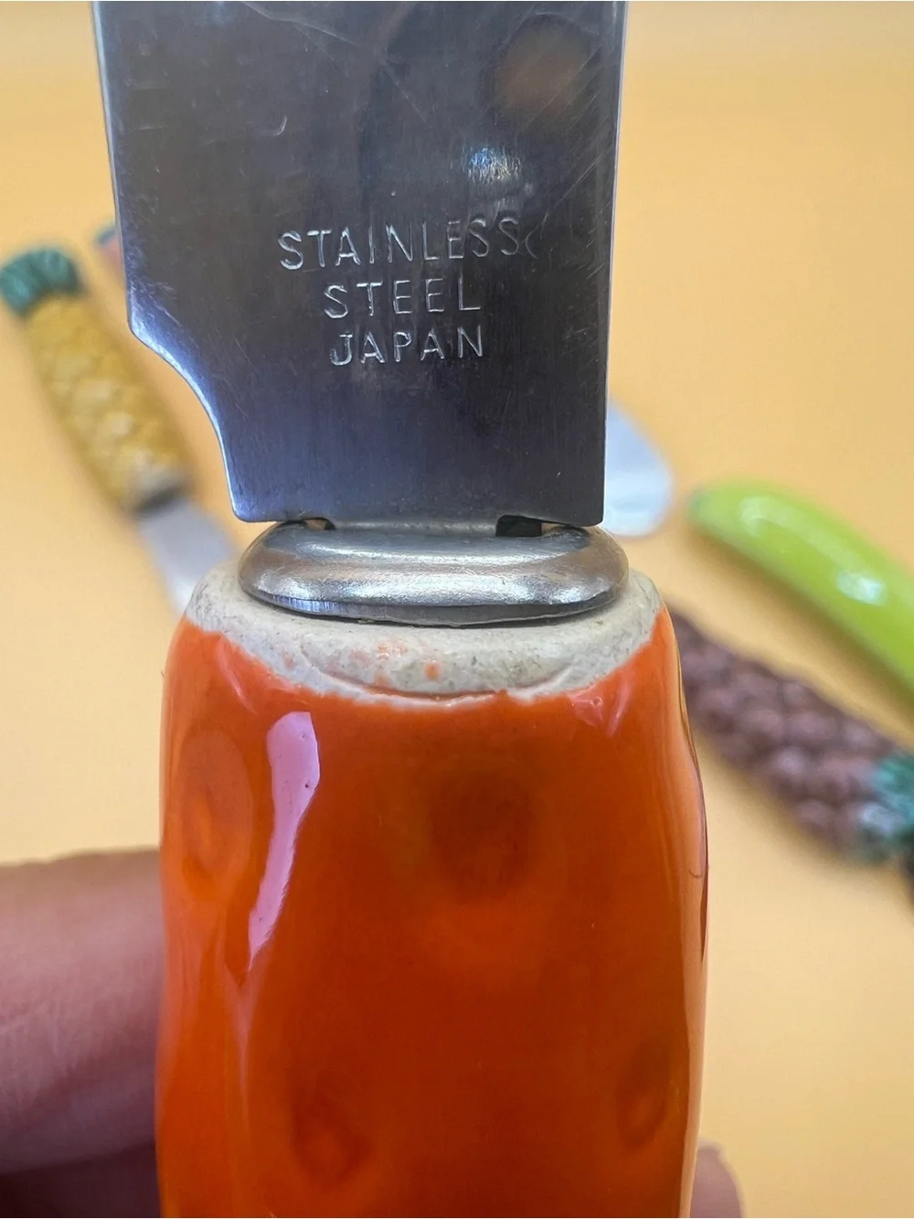 Vintage Japan Ceramic Fruit Handle Cheese Spreaders - Set of 6